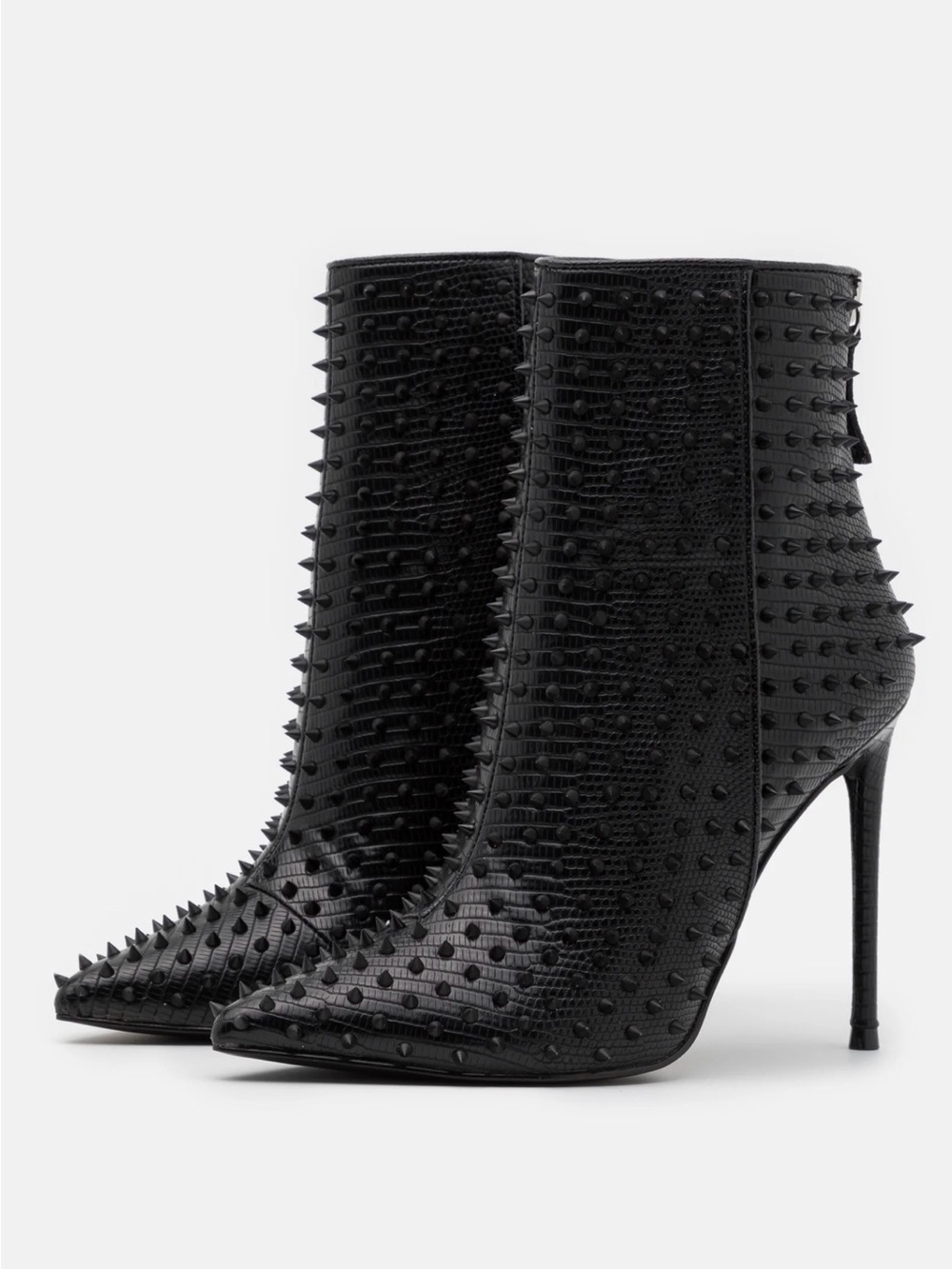 Steve Madden Studded Pointed-Toe High Heel Ankle Boots - Black